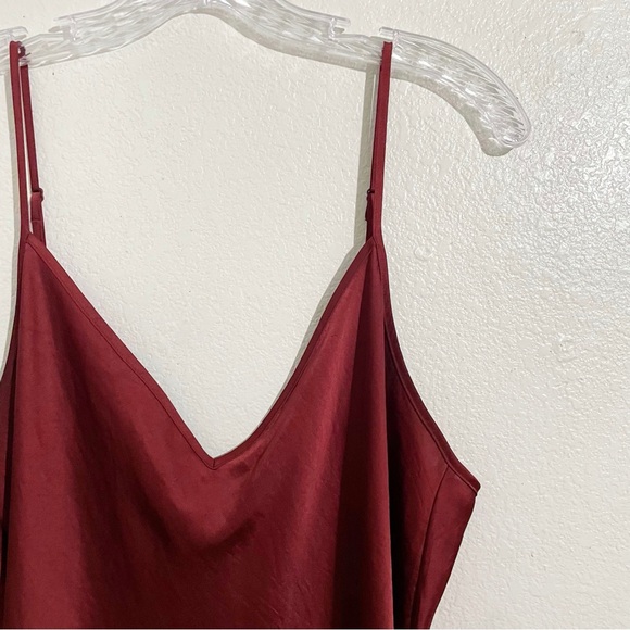 Aritzia Wilfred Only Slip Satin Midi‎ Dress in Spiced Burgundy - Picture 8 of 11